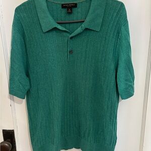 Banana Republic Teal Polo Sweater/Shirt for Men.  Silk linen blend